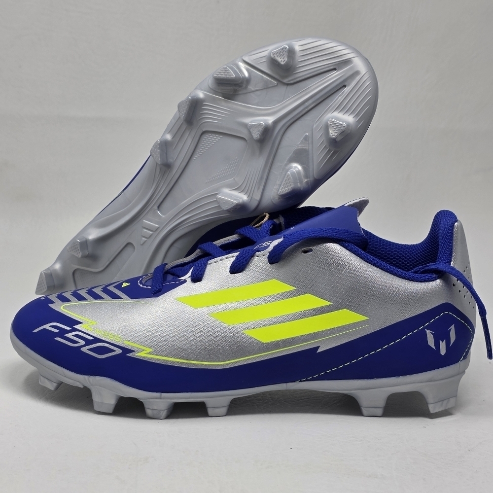 Adidas F50 Club FG/MG J Messi Soccer Cleats Silver Blue IH0926 Youth Size 3 New - Picture 1 of 12